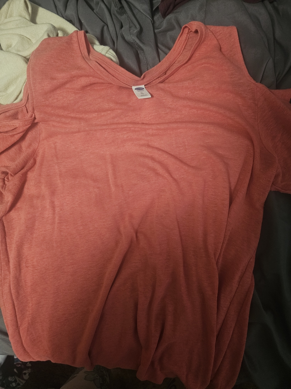 Old Navy Coral V-Neck Cold Shoulder Top
